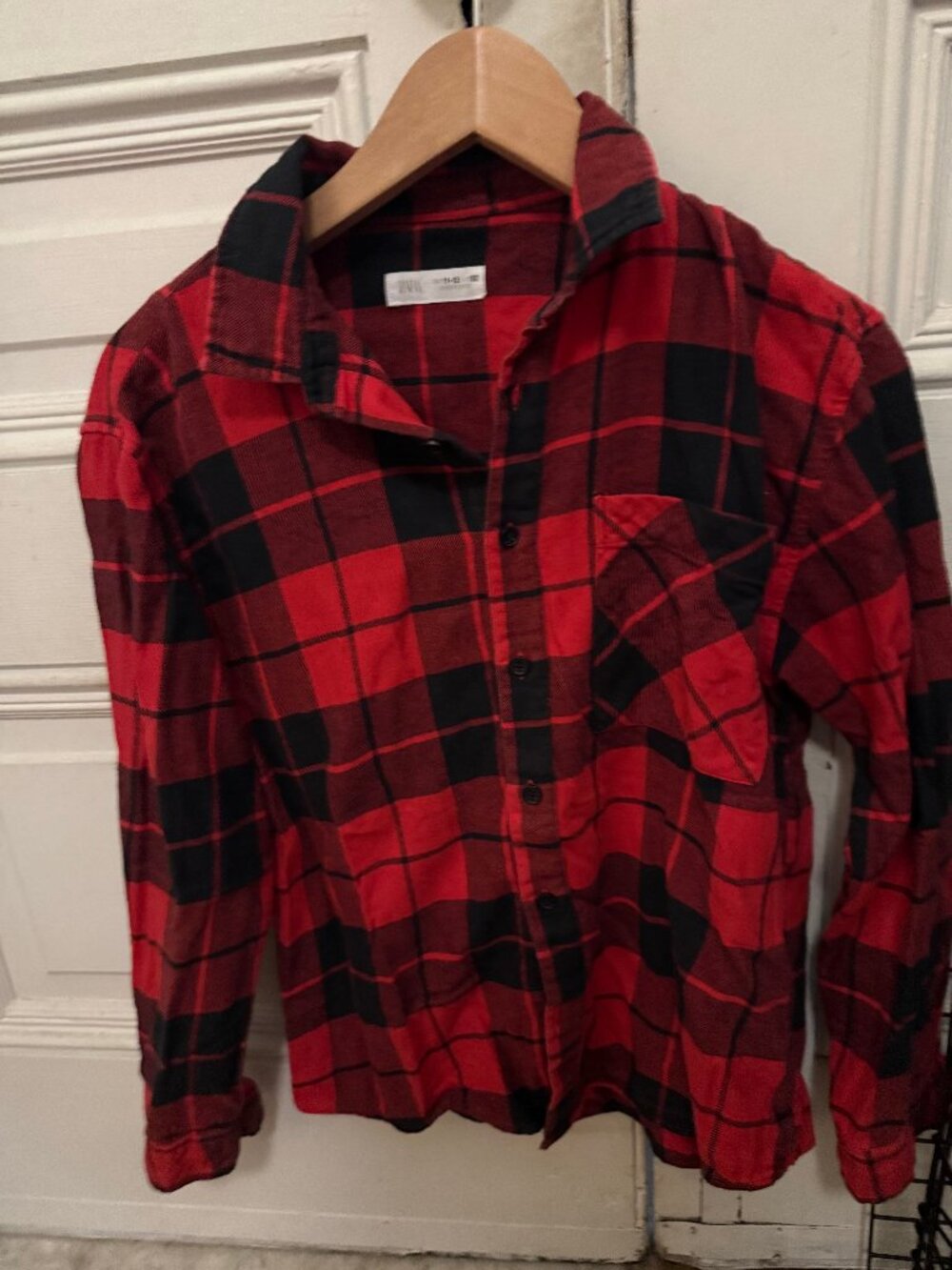Zara Kids red plain flannel shirt size 11-12yr